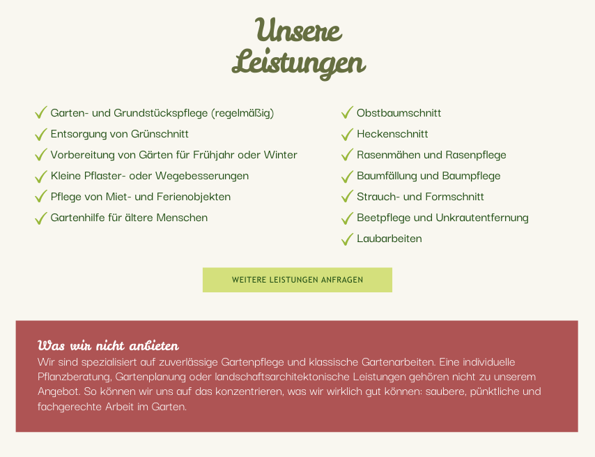 Welche Leistungen bietet ihr an